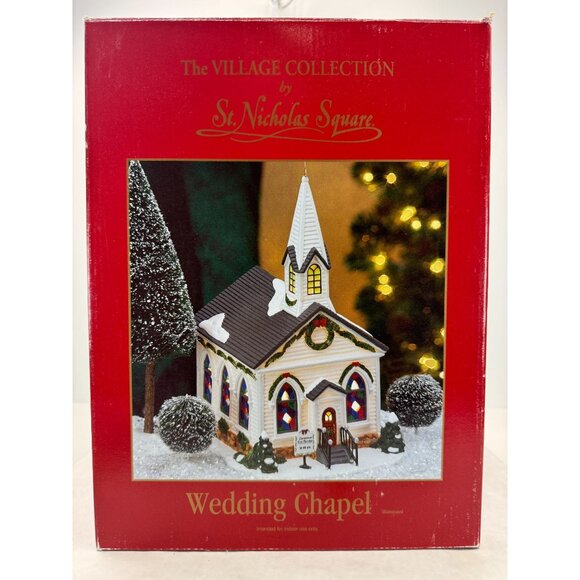 Vintage 2001 St Nicholas Square Wedding Chapel Lighted Christmas Village 9.75" - Picture 2 of 16